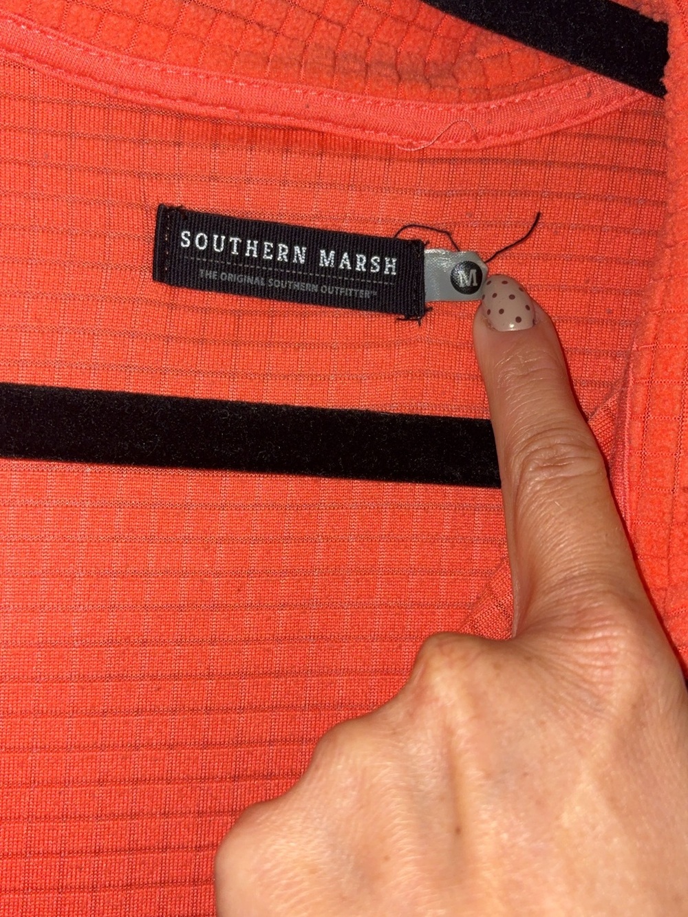 Southern Marsh Women’s Orange Waffle-Knit Quarter Zip - Picture 3 of 3